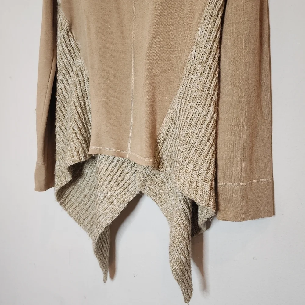 Prana wool-blend tan‎ demure drape cardigan.  Women's size medium
